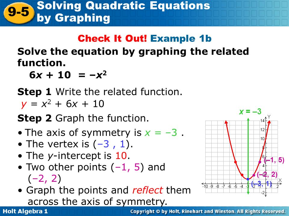 Steps For Solving Quadratic Equations By Graphing Talkchannels Holt Algebra Solving Quadratic Equations By Graphing 9 5