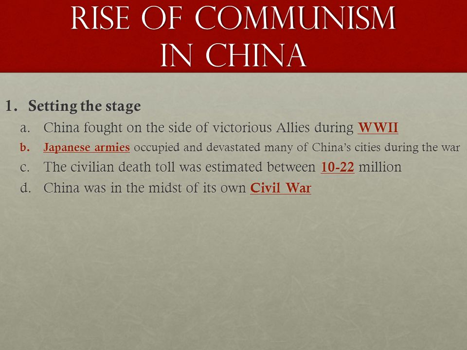 the rise of commnism in russia essay Essay communism in the soviet union and why it failed communism is defined as a system of political and economic organization in which property is owned by the community and all citizens share in the enjoyment of the common wealth, more or less according to their need. the rise of commnism in russia essay Essay communism in the soviet union and why it failed communism is defined as a system of political and economic organization in which property is owned by the community and all citizens share in the enjoyment of the common wealth, more or less according to their need.