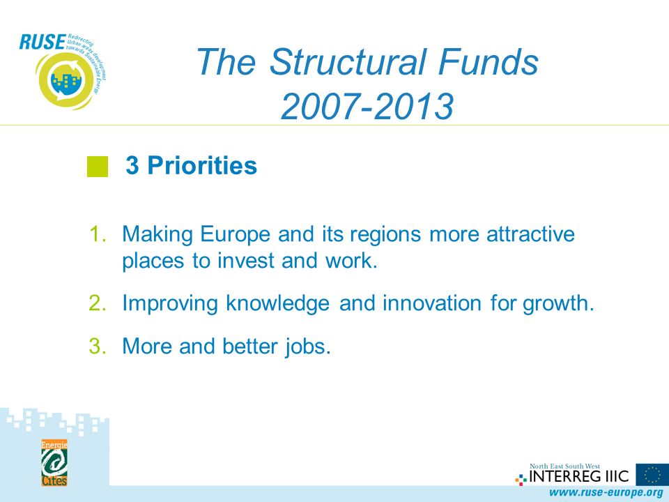 The Structural Funds Making Europe and its regions more attractive places to invest and work.