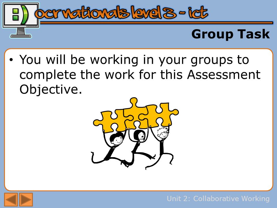 Unit 2: Collaborative Working Group Task You will be working in your groups to complete the work for this Assessment Objective.