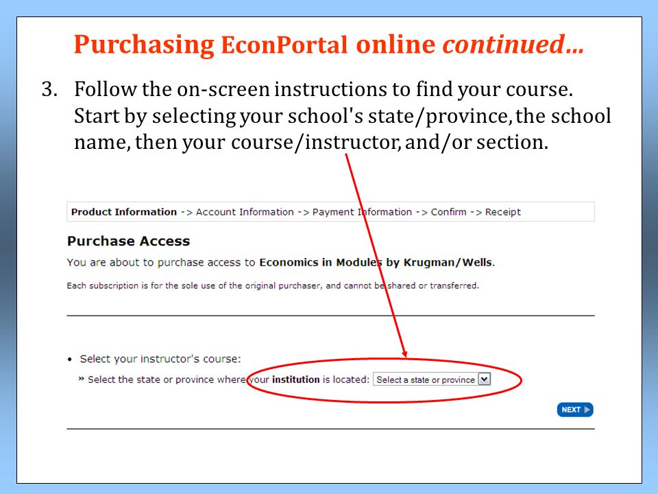 3.Follow the on-screen instructions to find your course.
