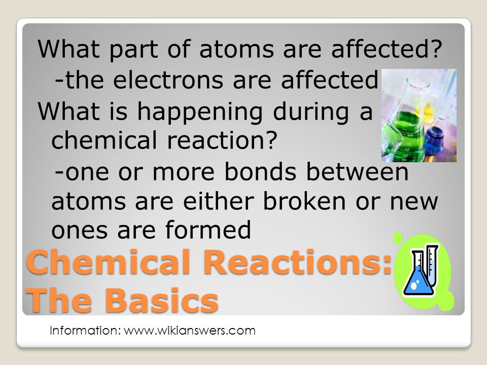Table of Contents Chemical Reactions: The Basics Signs of a Chemical Reaction Reactants & Products Law of Conservation of mass Energy & Chemical Reactions Exothermic Reactions Activation Energy