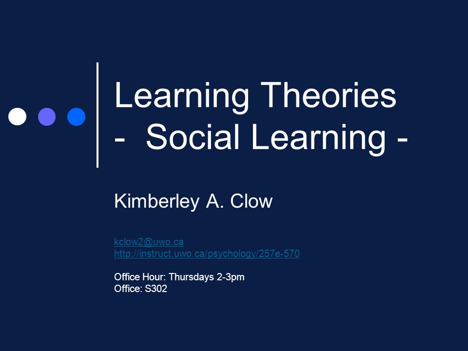 Learning Theories - Social Learning - Kimberley A.