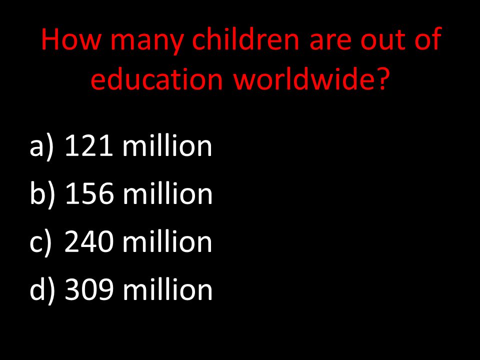 How many children are out of education worldwide.