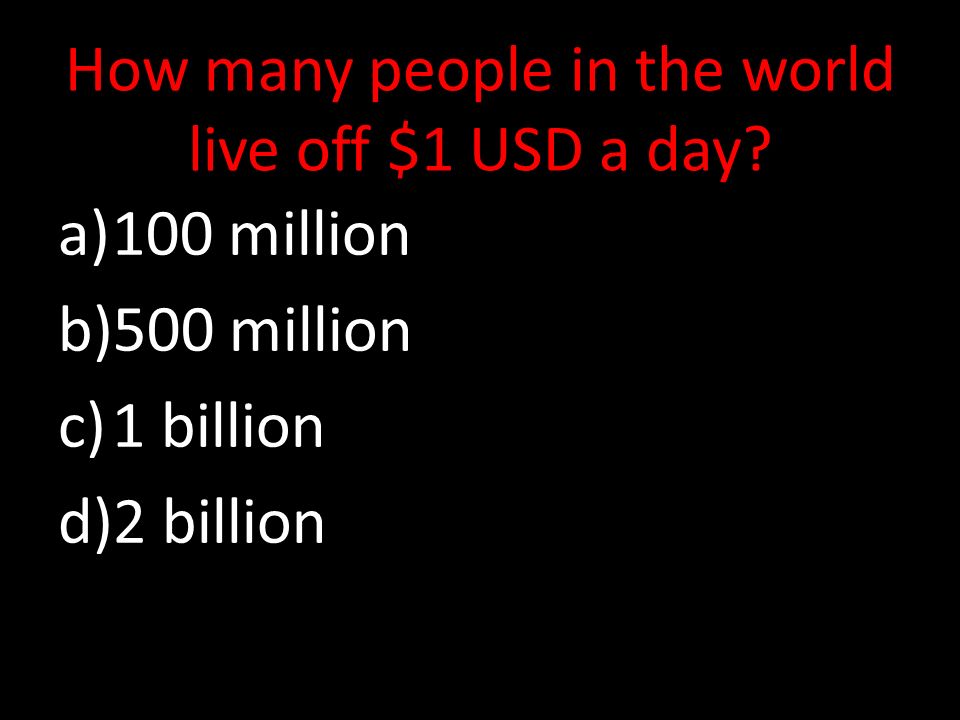 How many people in the world live off $1 USD a day.