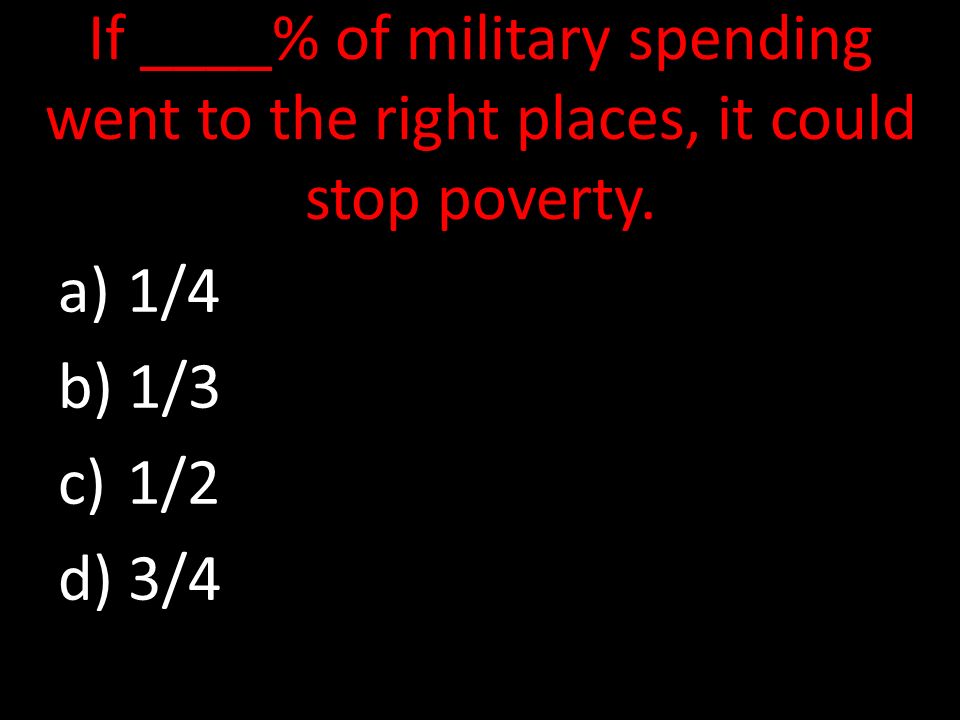 If ____% of military spending went to the right places, it could stop poverty.