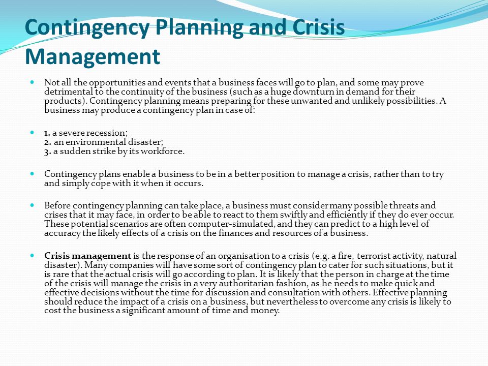 What are contingency plans in a business plan