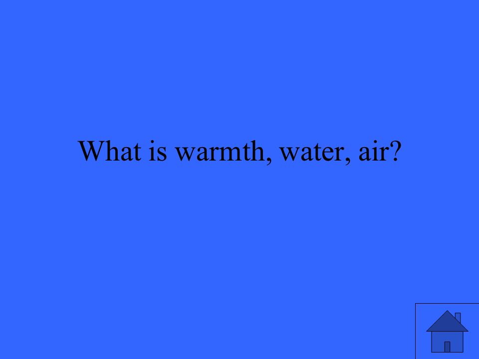 What is warmth, water, air