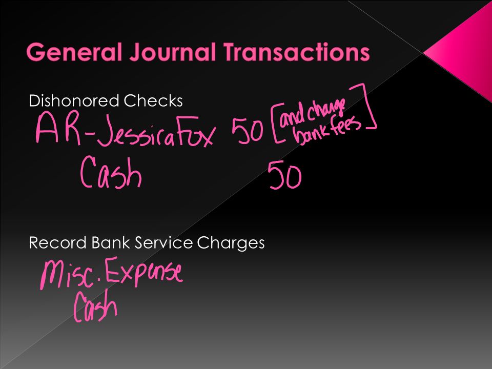 Dishonored Checks Record Bank Service Charges