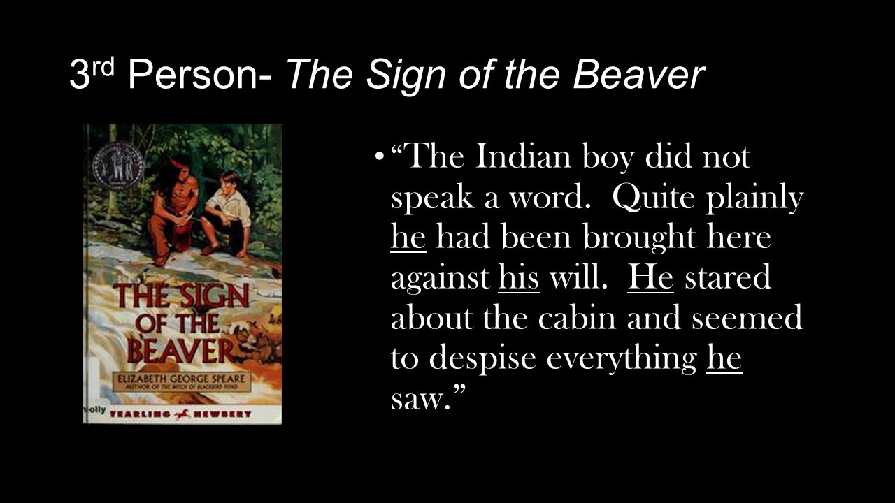 3 rd Person- The Sign of the Beaver The Indian boy did not speak a word.
