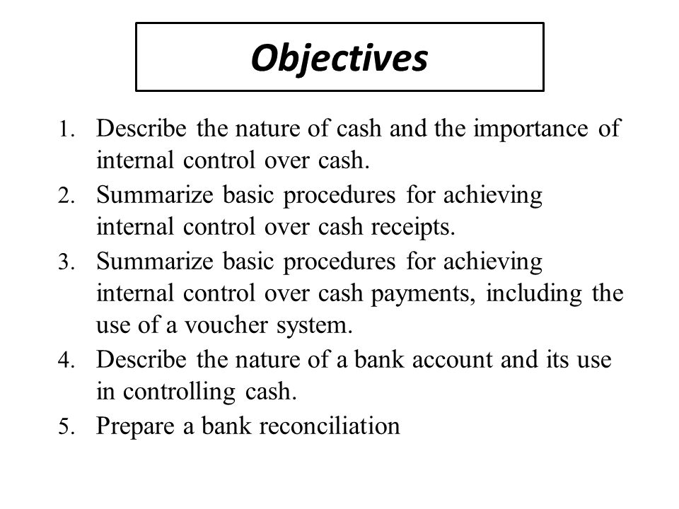 internal control over cash payment and internal control over cash payment and