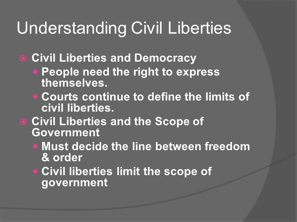 Understanding Civil Liberties  Civil Liberties and Democracy People need the right to express themselves.