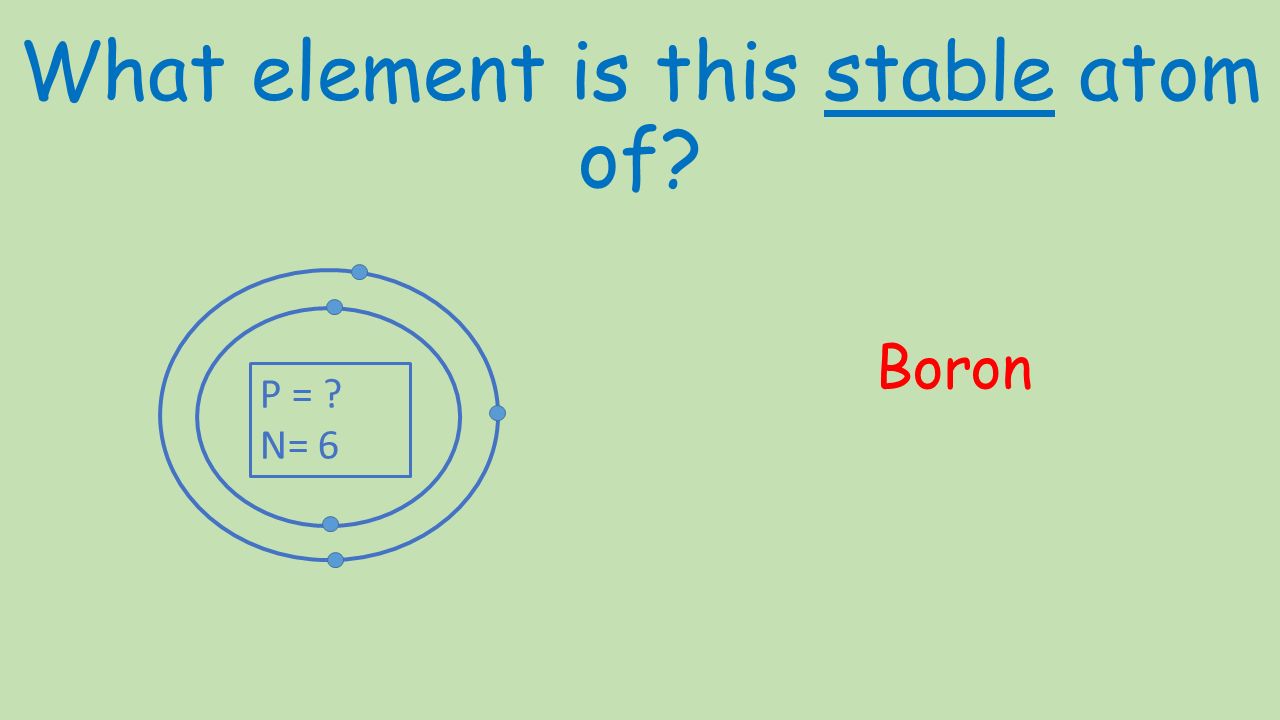 What element is this stable atom of Boron P = N= 6