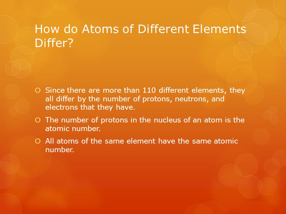 How do Atoms of Different Elements Differ.