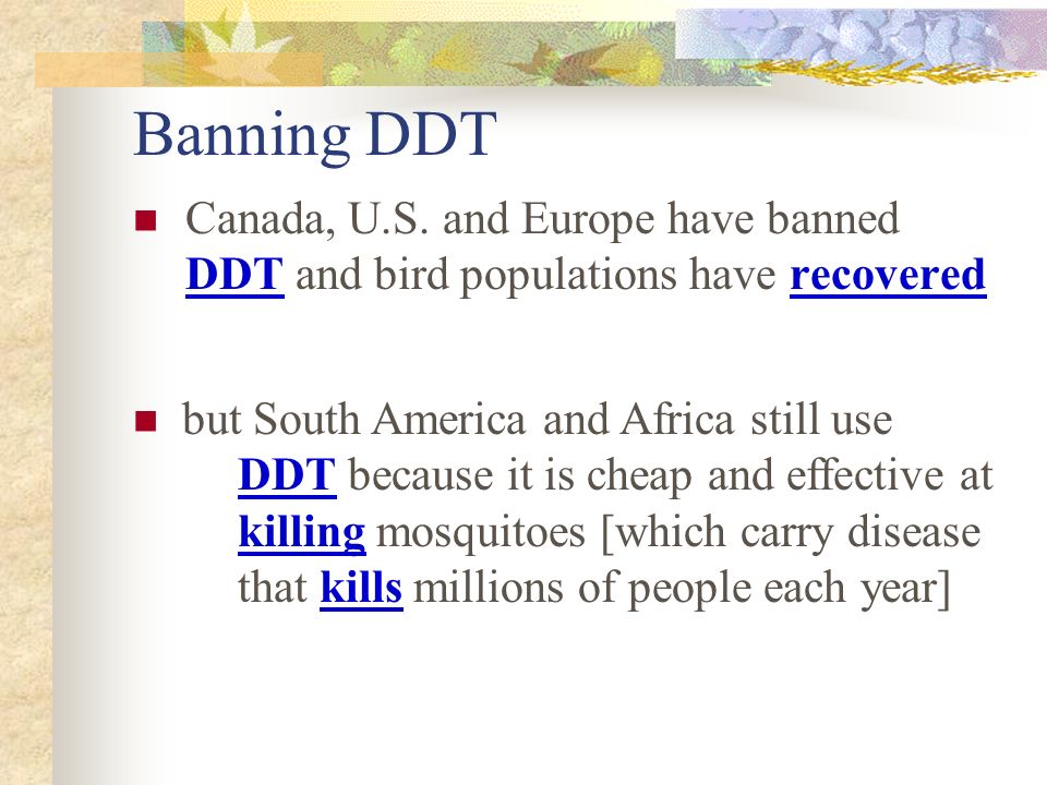 Banning DDT Canada, U.S.