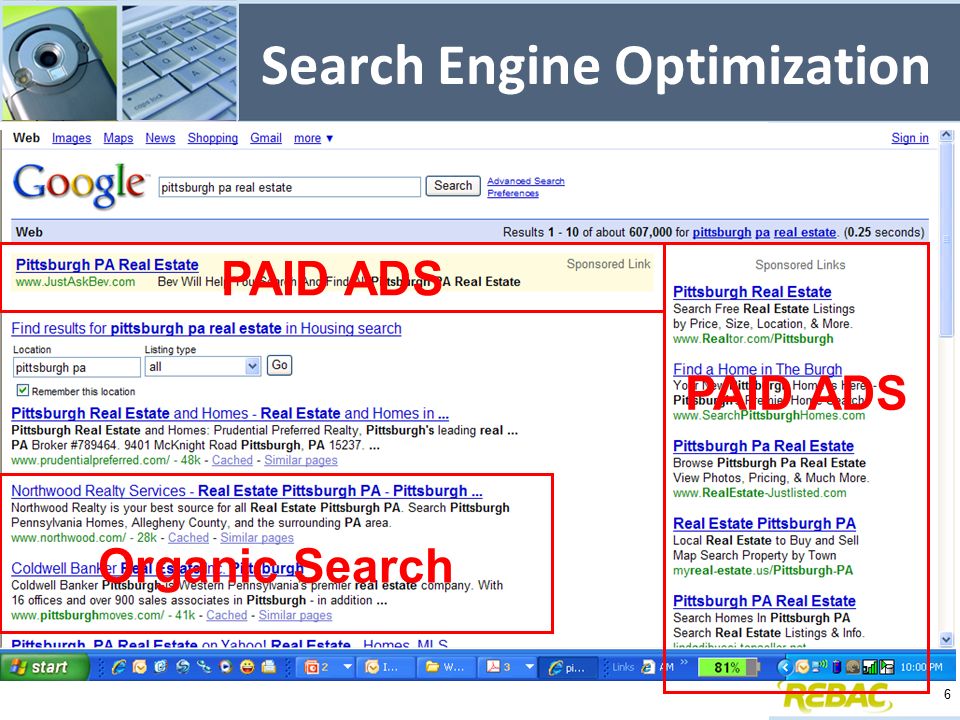Search Engine Optimization 6 PAID ADS Organic Search