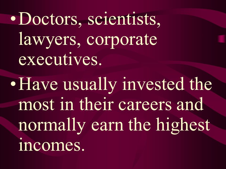 Doctors, scientists, lawyers, corporate executives.