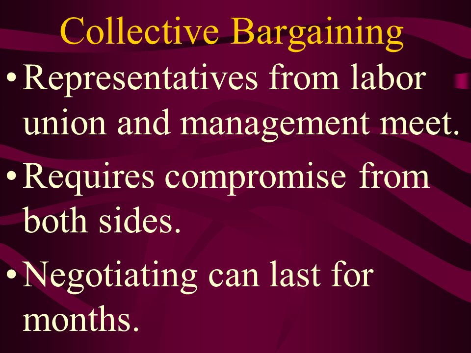 Collective Bargaining Representatives from labor union and management meet.
