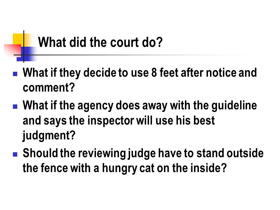 What did the court do. What if they decide to use 8 feet after notice and comment.