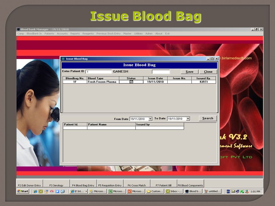 Issue Blood Bag
