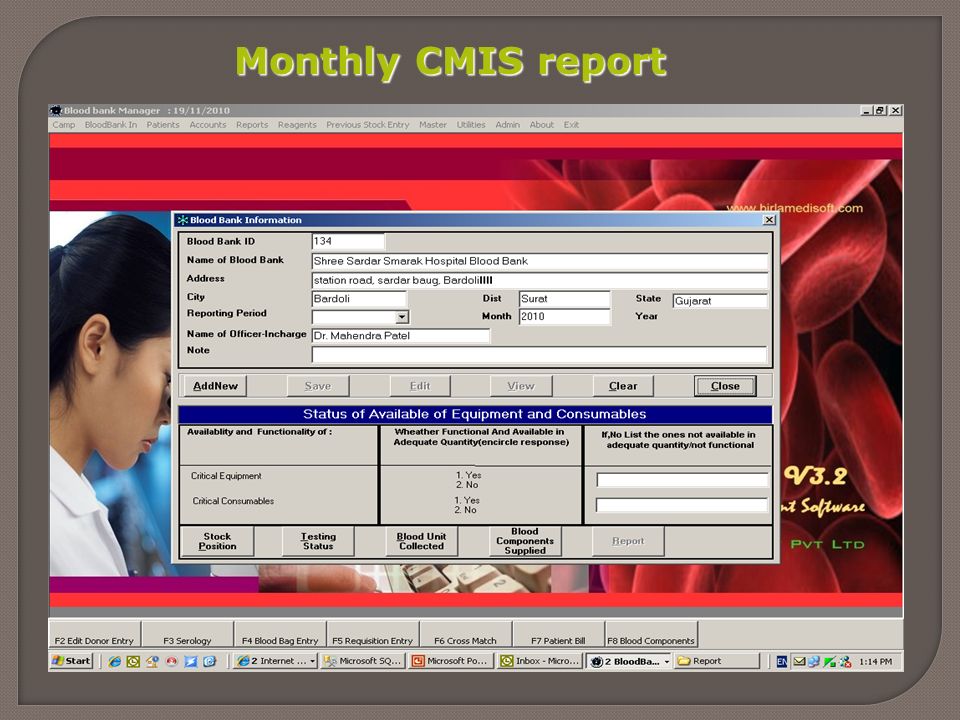 Monthly CMIS report