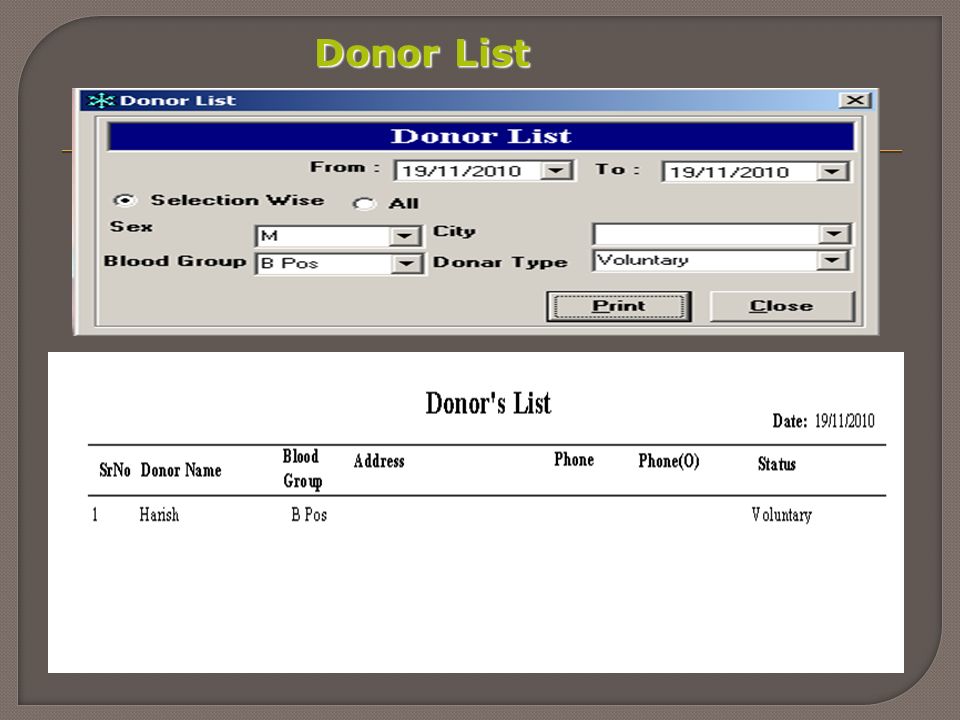 Donor List