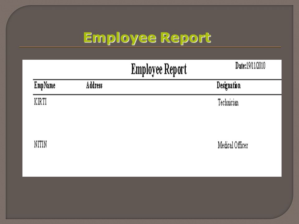 Employee Report