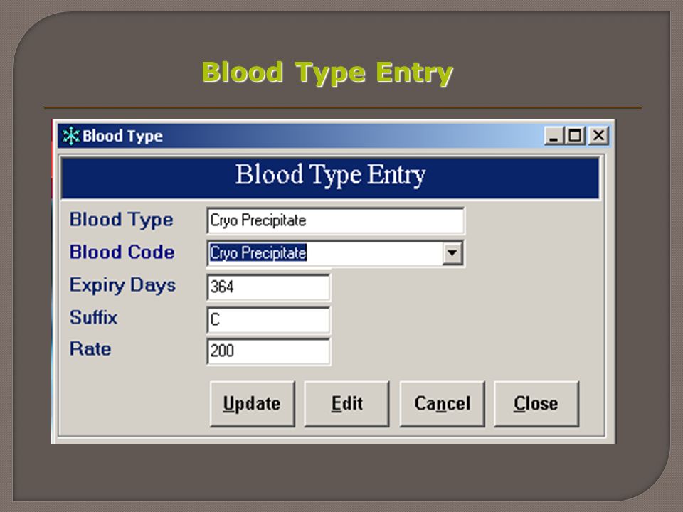 Blood Type Entry