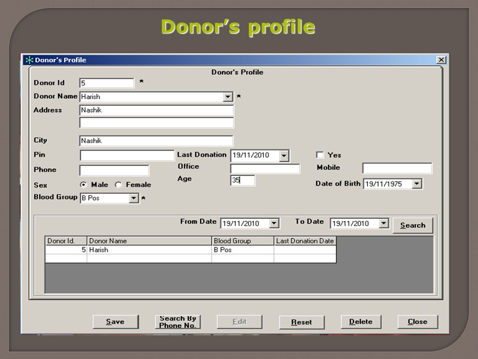 Donor’s profile