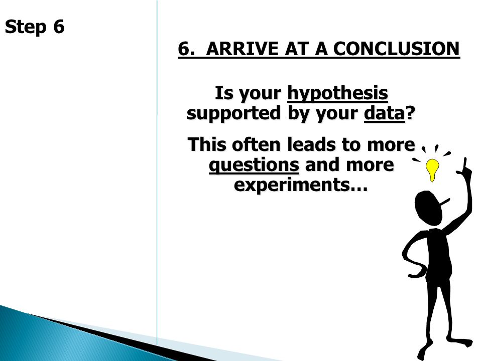 6. ARRIVE AT A CONCLUSION Is your hypothesis supported by your data.