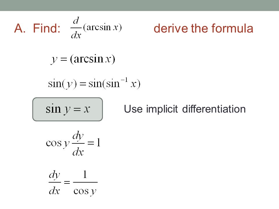 A. Find:derive the formula Use implicit differentiation