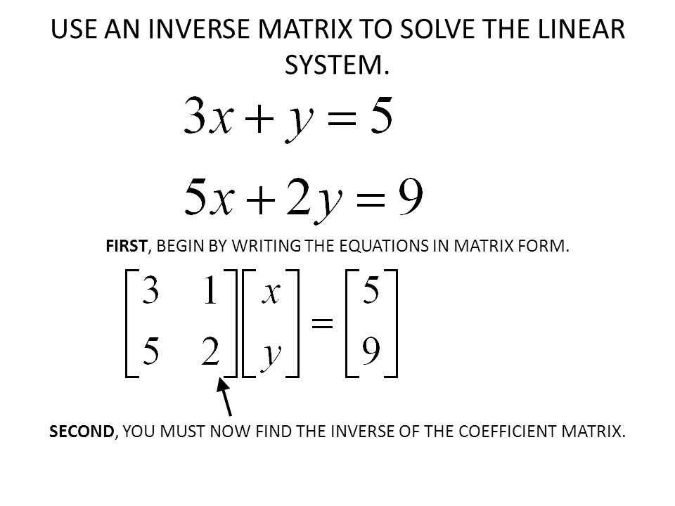 Step 2: Multiply both sides by the Inverse… (2,-2)