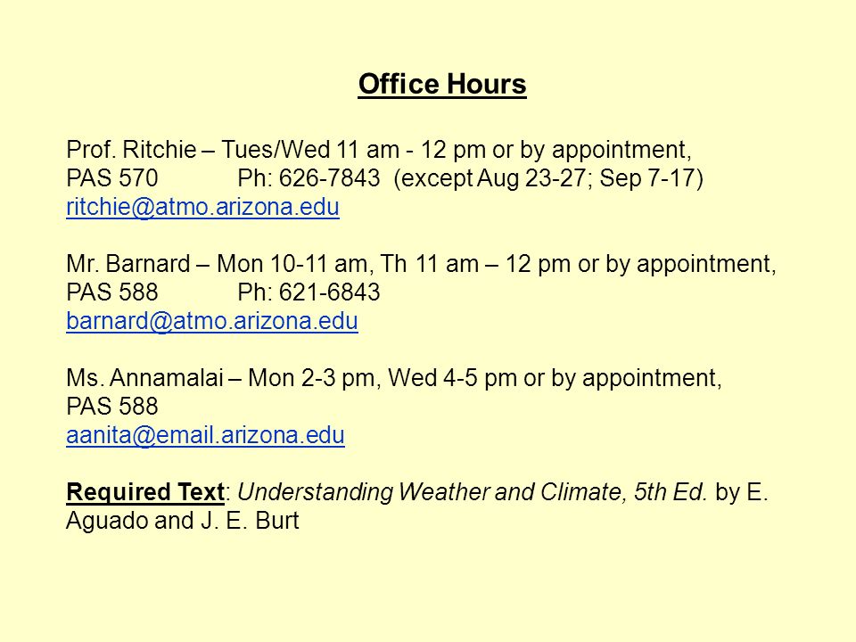 Office Hours Prof.