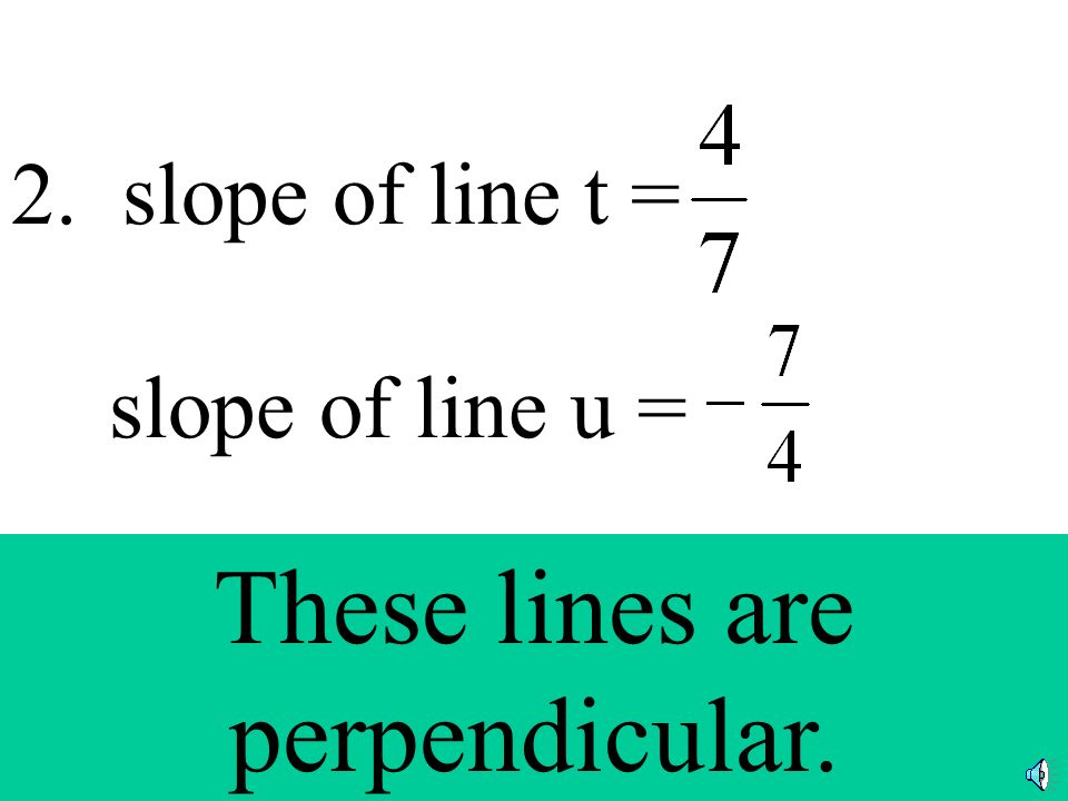 1.slope of line r = slope of line s = These lines are parallel.