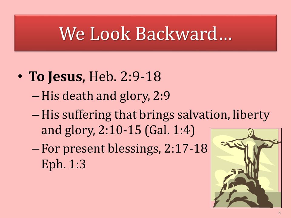 We Look Backward… To Jesus, Heb.