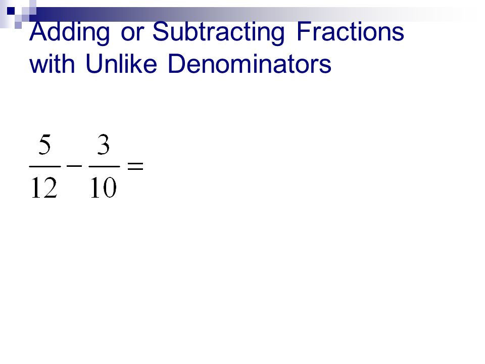 Adding or Subtracting Fractions with Unlike Denominators