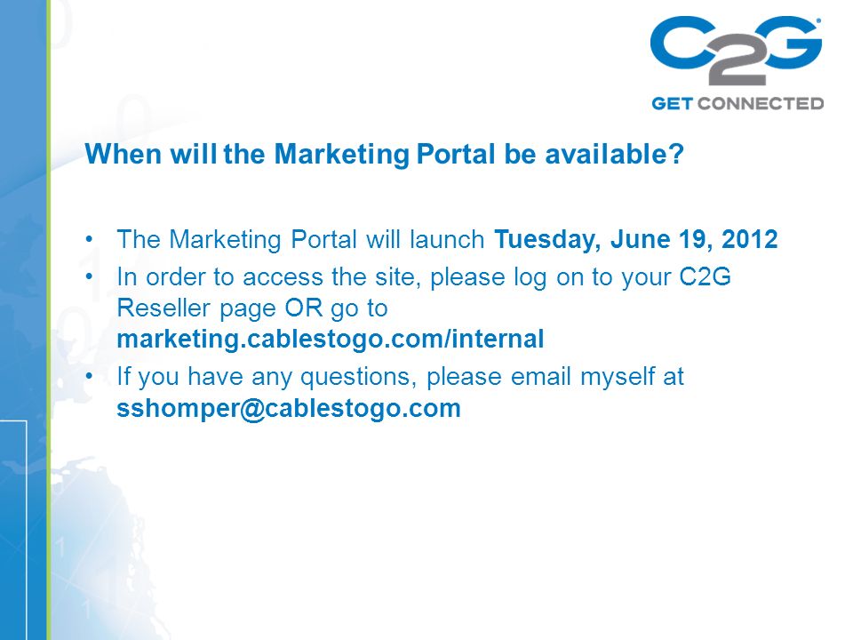 When will the Marketing Portal be available.