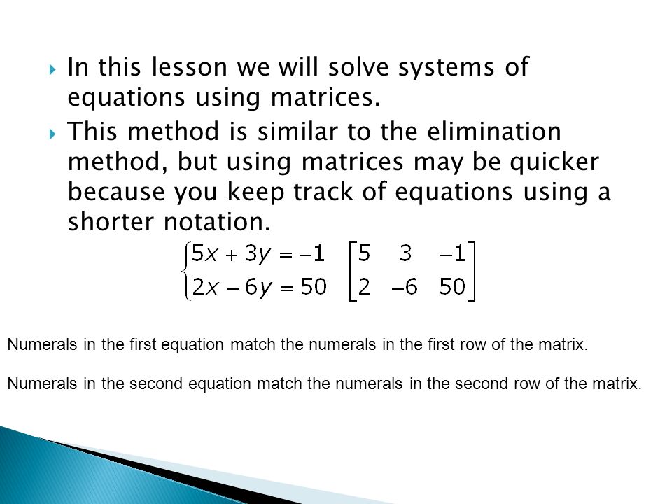 Solve Equations Using Matrices Talkchannels Solving System Of Equations Using Matrices In This Lesson We