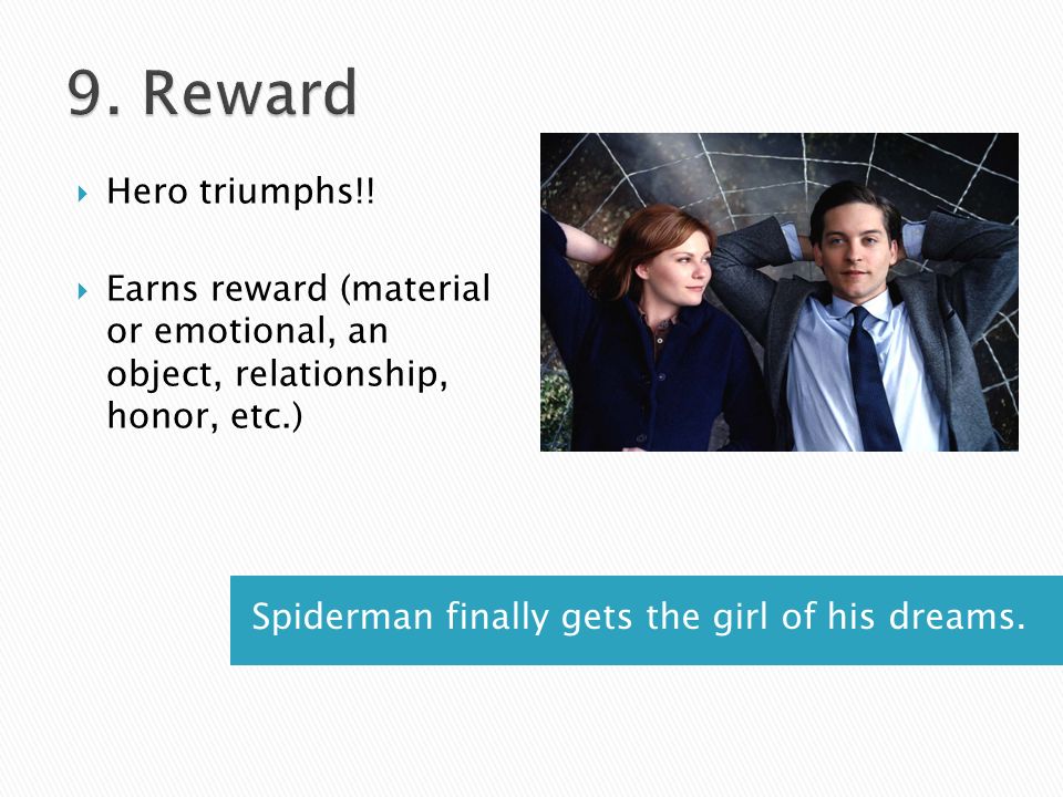 Spiderman finally gets the girl of his dreams.  Hero triumphs!.