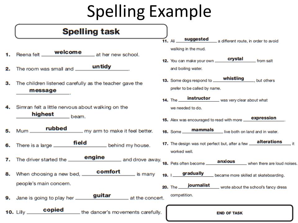 Spelling Example