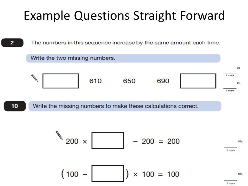 Example Questions Straight Forward