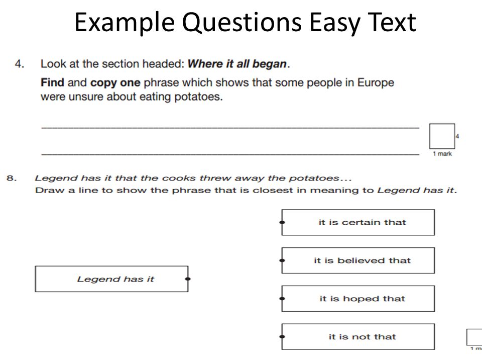 Example Questions Easy Text