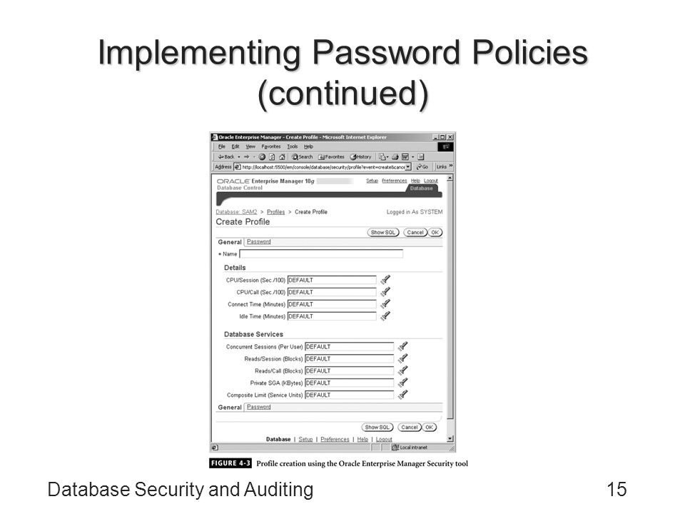 Database Security and Auditing15 Implementing Password Policies (continued)