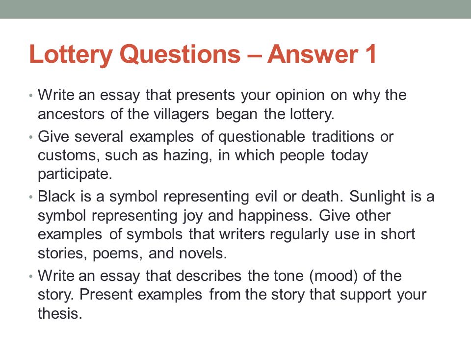 Lottery Essay