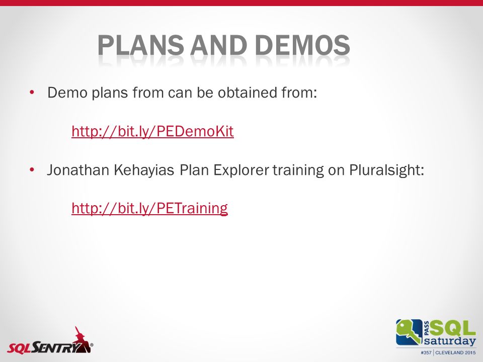Demo plans from can be obtained from:   Jonathan Kehayias Plan Explorer training on Pluralsight: