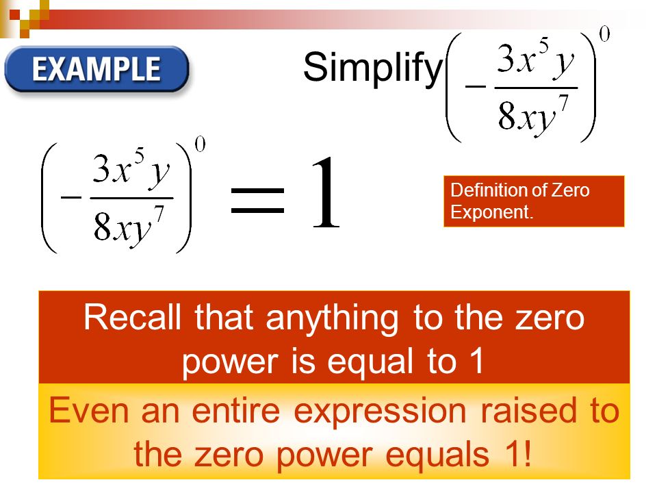 Simplify Definition of Zero Exponent.