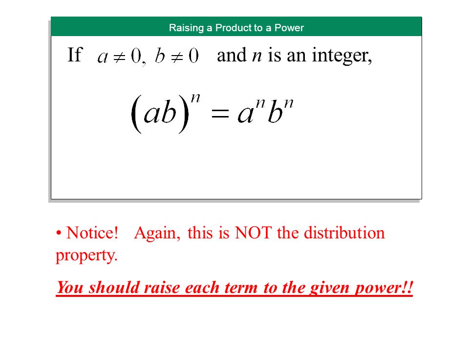 Raising a Power to a Power If and m and n are integers, Notice.