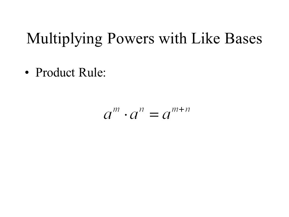 Multiplying Powers with Like Bases Product Rule: