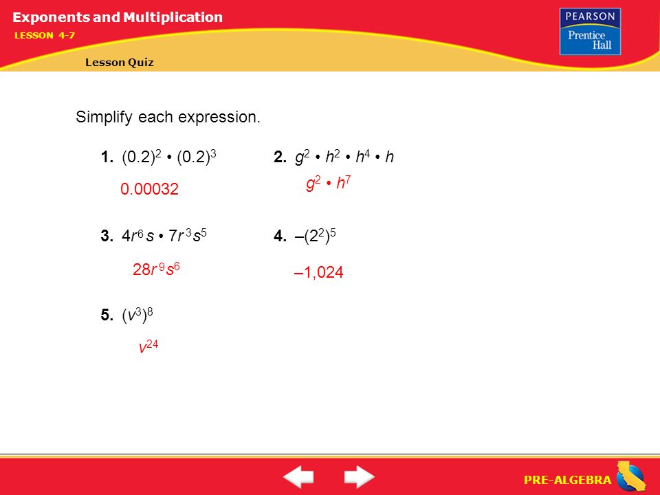 PRE-ALGEBRA Simplify each expression.