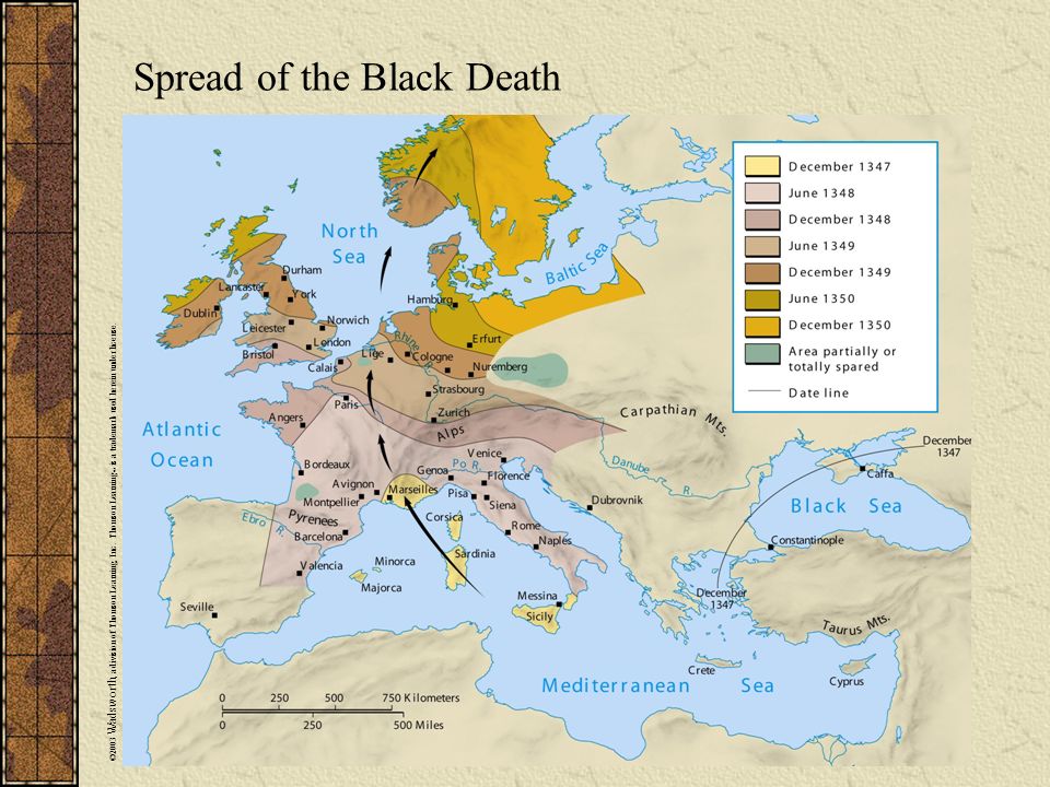 Spread of the Black Death ©2003 Wadsworth, a division of Thomson Learning, Inc.